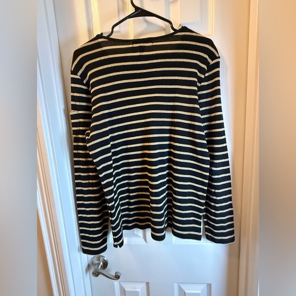 Ralph Lauren Black and Metallic Gold Striped Sweater Classic Stripe Glitzy SZ XL - Picture 7 of 8